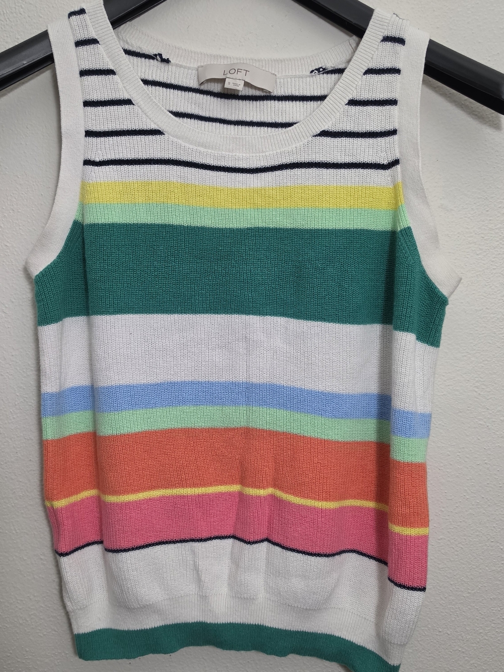 LOFT Women’s Small Multicolor Striped Knit Sweater Tank Sleeveless Preppy